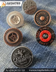Boutons métalliques décoratifs pour jeans en denim avec finitions et styles variés