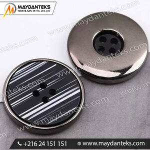 bouton-metal-gunmetal-resine-rayee-noir-blanc-4-trous-design-graphique-couture-veste-manteau-mercerie-premium