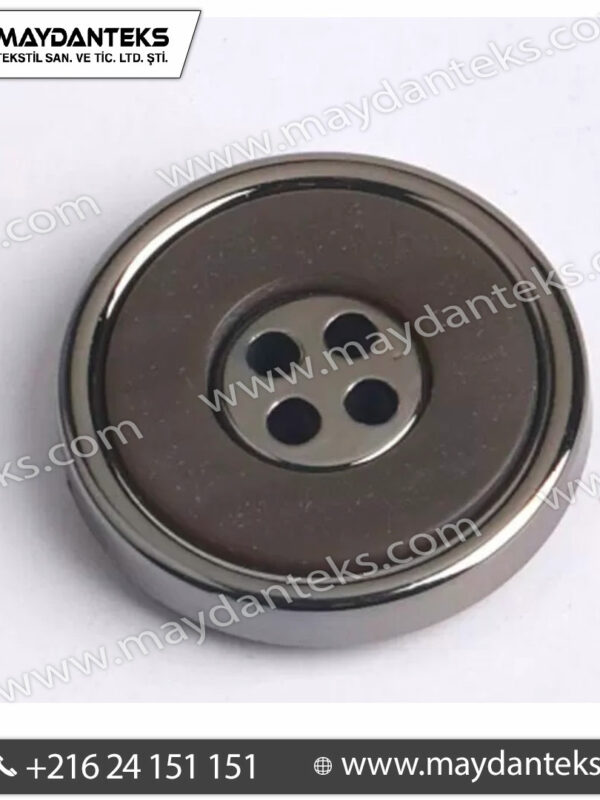 bouton-metal-gunmetal-resine-brun-effet-pierre-4-trous-couture-veste-manteau-mercerie-premium-design-bicolore