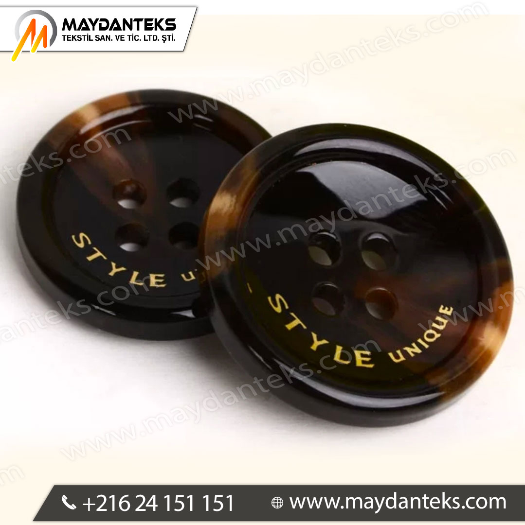 boutons effet ecaille tortue marquage dore 4 trous couture luxe mercerie