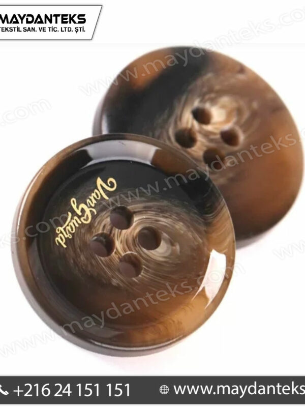 boutons couture luxe effet corne noir onyx vanguard gravure doree 4 trous mercerie premium