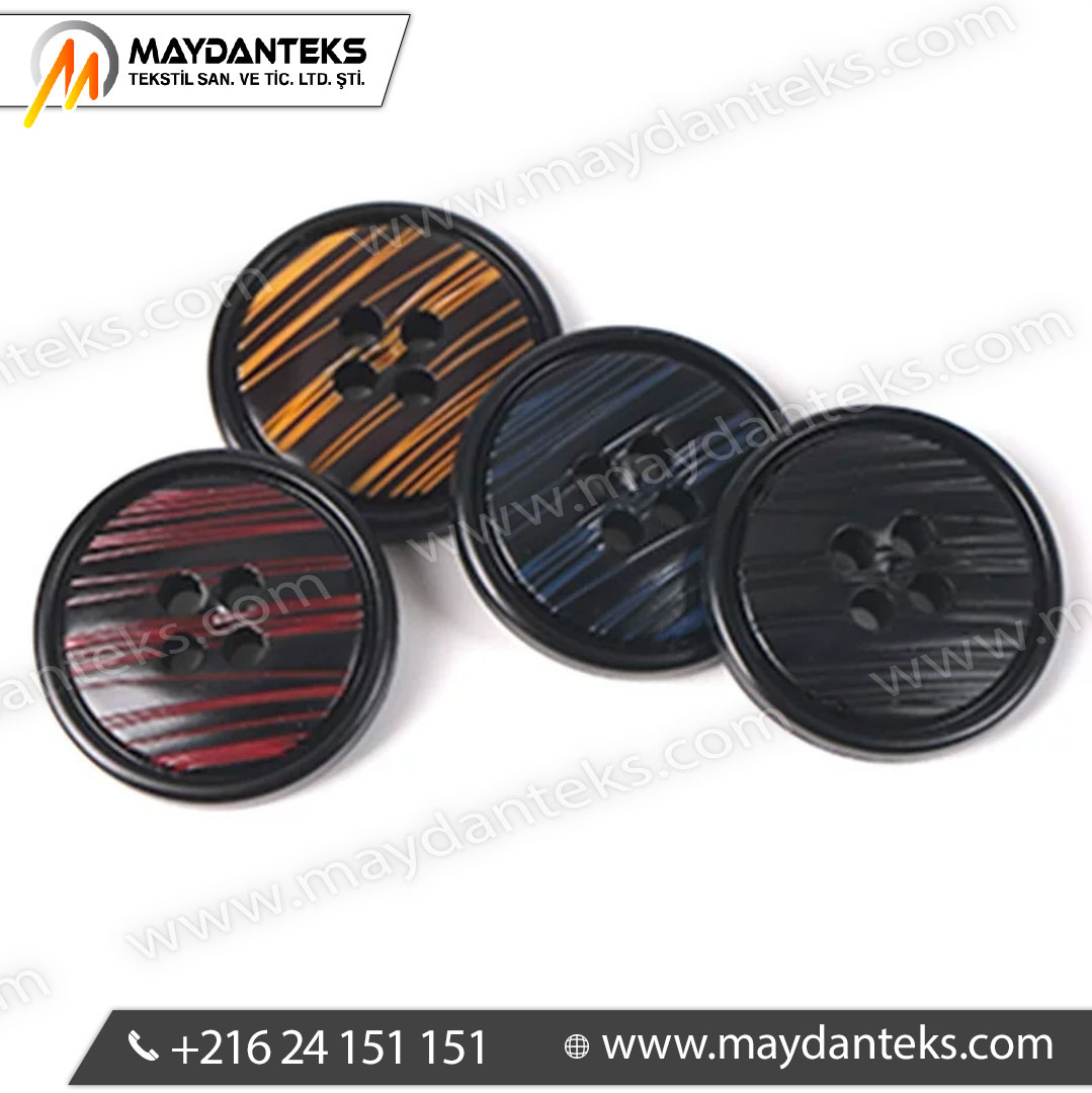 boutons design rayures couleur noir 4 trous couture moderne mercerie graphique