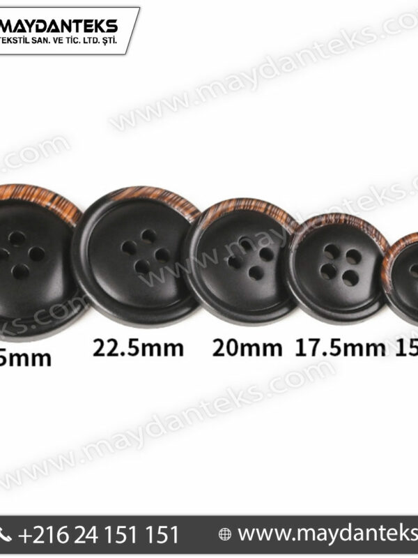 boutons noir mat effet bois 4 trous tailles multiples couture moderne mercerie premium