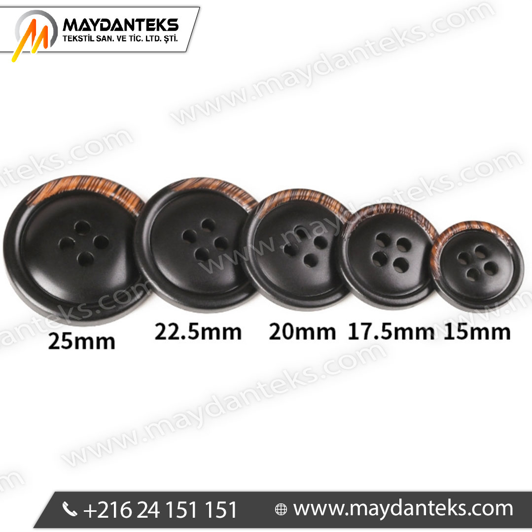 boutons noir mat effet bois 4 trous tailles multiples couture moderne mercerie premium