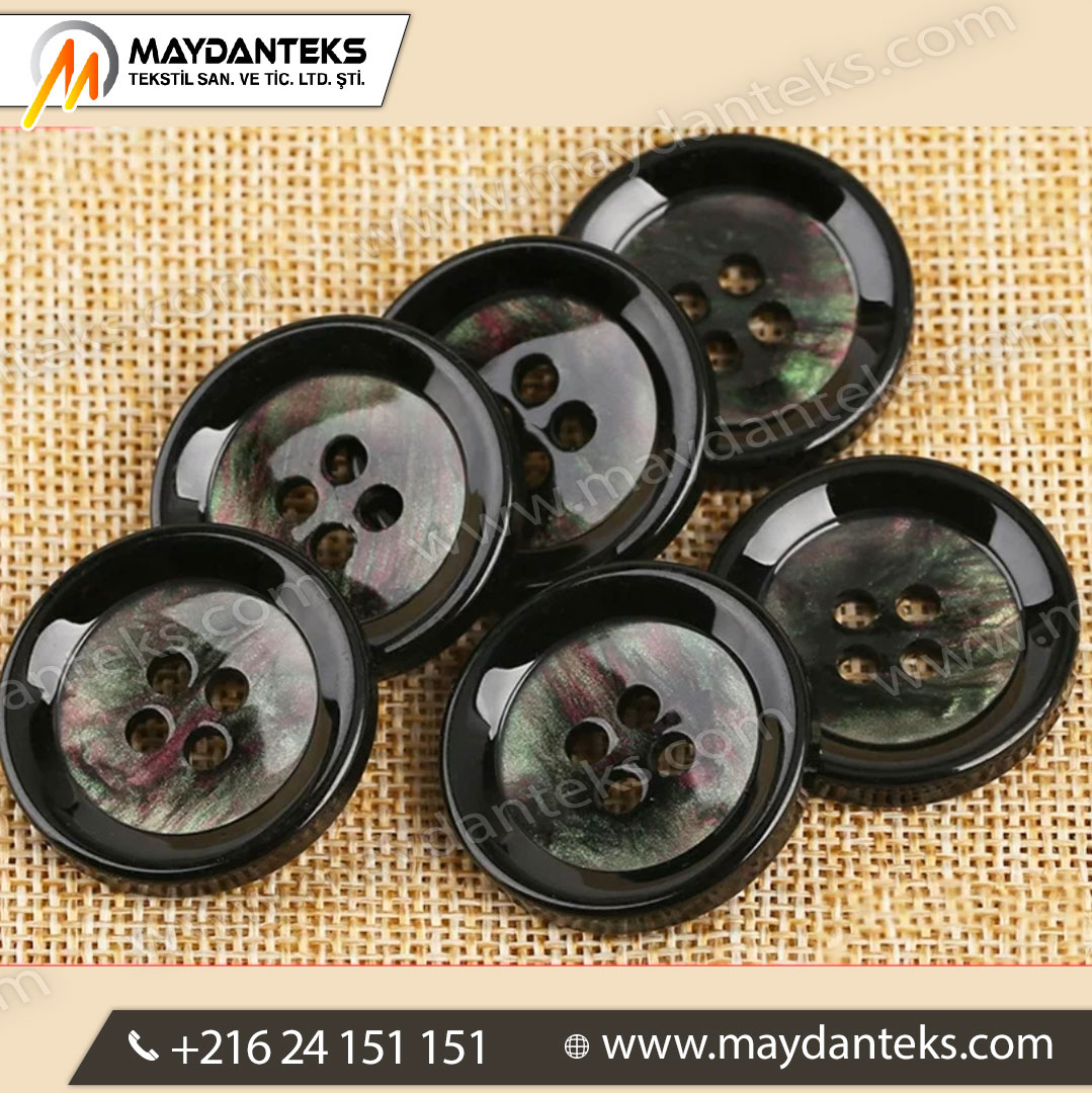 boutons effet corne noir degrade ambre nacre 4 trous couture luxe mercerie premium