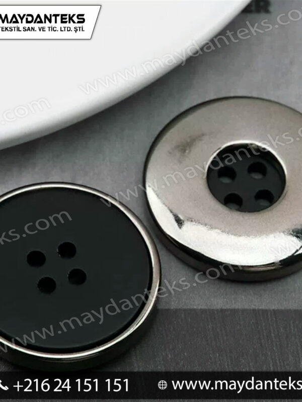 bouton-metal-argent-resine-noire-4-trous-design-bicolore-luxe-couture-veste-costume-mercerie-premium